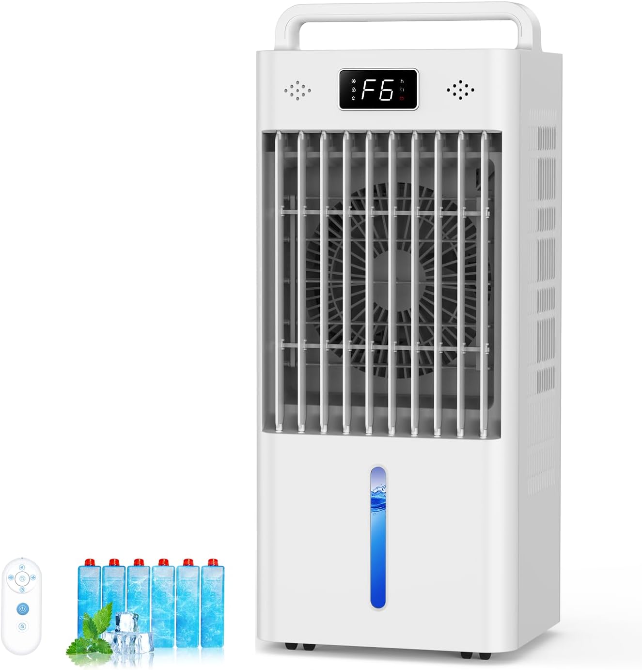 Portable Air Conditioners, 3-IN-1 Swamp Cooler, Evaporative Air Cooler, 6 Speeds & 3 Modes,12H Timer, 3-Gal Water Tank for Cooling, 16 FT/S Remote Control, Windowless Air Conditioner for Indoors