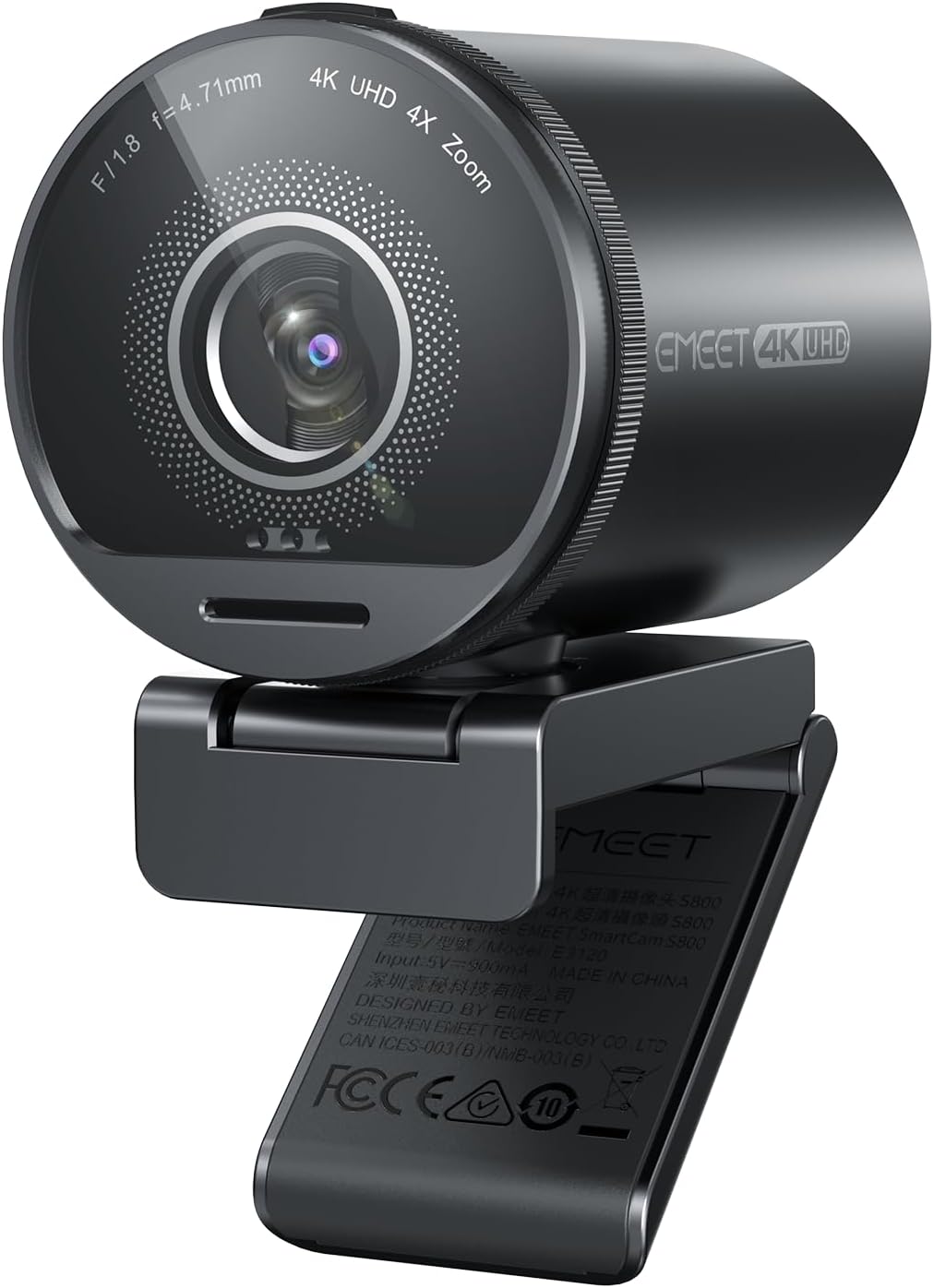 EMEET SmartCam S800-4K Webcam for Streaming, Sony 1/2\'\' Sensor, Supports HDR, PDAF&TOF Dual-autofocus, 1080P@60fps, 2 Noise-Cancelling Mics, 40°-73° FOV, Perfect for Live Streaming&Online Meetings