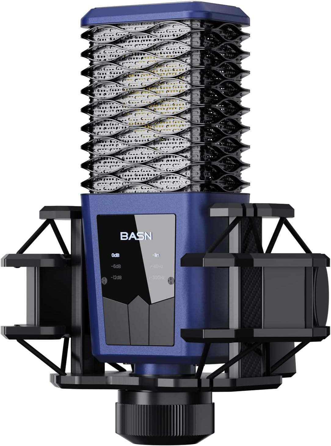 BASN BMS2 Large Diaphragm Cardioid Pickup Studio Condenser XLR Microphone Suitable for Recording, Podcasting, Singing, Streaming (Blue)