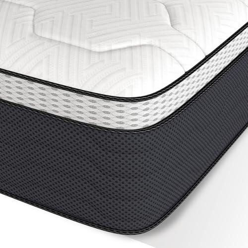 Z-hom Full Mattress 12 Inch, Full Size Spring Gel Memory Foam Mattress, Medium Firm Full Mattresses in a Box, Hybrid Coil Innerspring Mattress for Adjustable Bed Frame, White Grey