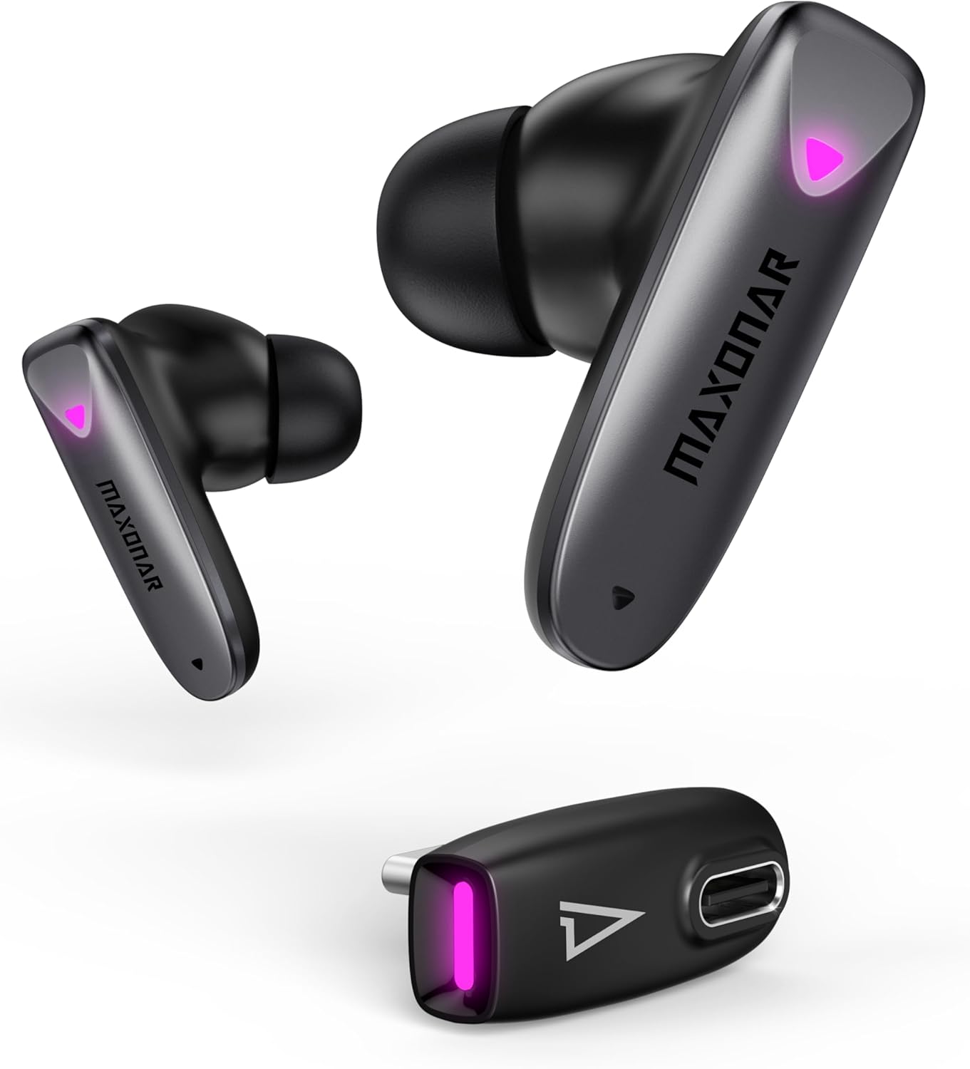 Maxonar Gaming Earbuds for PS5, Quest 3S/3/2, (Updated Chip) Wireless Gaming Earbuds 25ms Low Latency, Dual Connection, 2.4GHz & Bluetooth 5.3, Hi-Fi Sound Compatible with Steam Deck, Switch