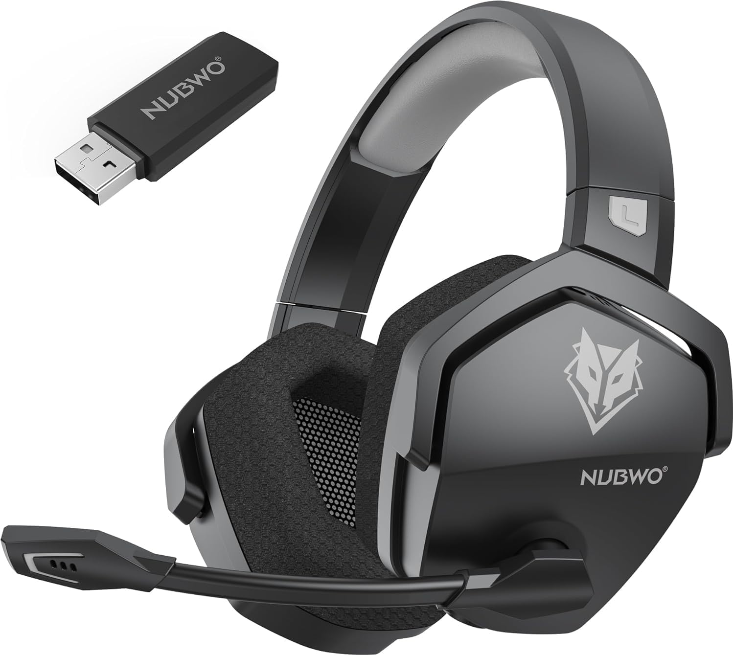 NUBWO G06 Dual Wireless Gaming Headset with Microphone for PS5, PS4, PC - 23ms Low Latency Audio - 100-Hour of Playtime - 50mm Drivers (Black-Grey)
