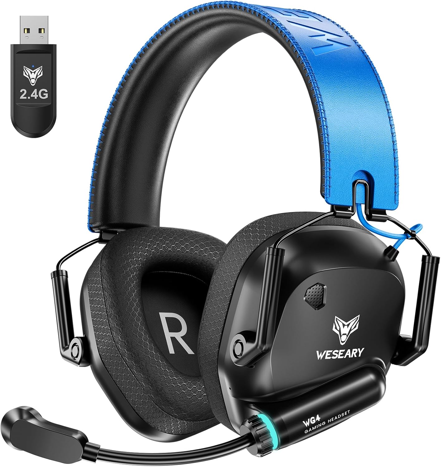 Wireless Gaming Headset for PS4, PC, Mac, Switch, Mobile, Bluetooth 5.4 & 2.4GHz Gaming Headphones Compatible with PS5, 3D Stereo, Crystal-Clear ENC Mic, Ultra-Low Latency, Soft Earmuffs