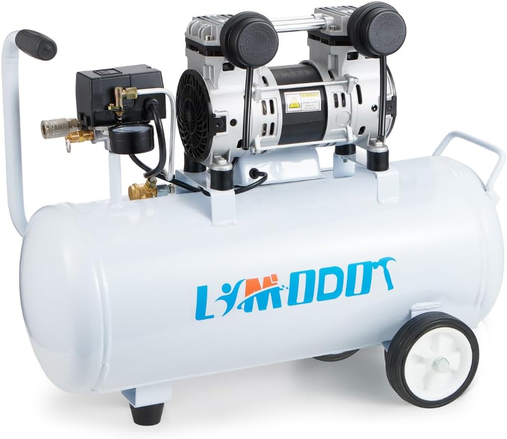 Air Compressor, Quiet Air Compressor, Only 68dB, 8 Gallon Durable Steel Air Tank, 2.8CFM @ 90PSI, Oil-Free, Ideal For Woodwork Nailing, Garage, Cars, Pneumatic Tools, 1.2 HP