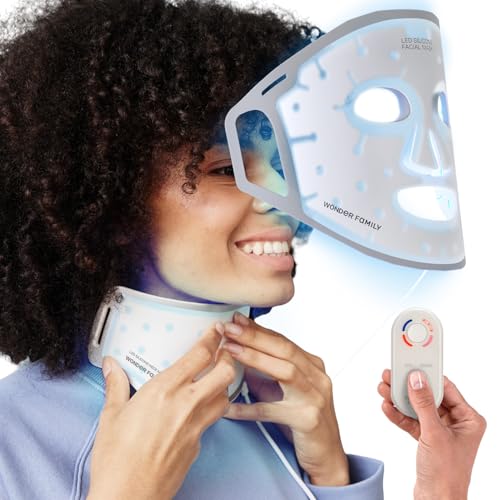 WONDER FAMILY LED Face & Neck Mask Light Therapy - Red Light Therapy for Face and Neck - Red Light Face Mask LED Light Therapy for Face Light Therapy Device - LED Mask Skincare