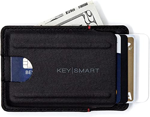 KeySmart Minimalist Wallet For Men - Credit Card Holder & RFID Blocking Wallet For Men - TecTuff Leather Easy Slide Slots - Compact & Lightweight Front Pocket Wallet 5 Card Capacity + Cash
