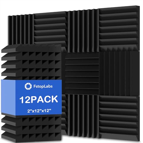 Fstop Labs Acoustic Foam Panels 12 X 12 X 2 Acoustic Foam Sound Absorbing Panel, Studio Wedge Tiles, Sound Panels wedges Soundproof Foam Sound Insulation Absorbing