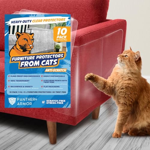 Panther Armor 10-Pack Furniture Protectors from Cats - XXL Couch Protector for Cats - Anti Cat Scratch Furniture Protectors Guards - Sofa Corner Scratching Training Tape