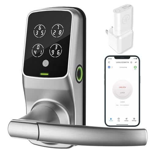 Lockly Secure Pro, Wi-Fi Smart Door Lock, Keyless Entry Door Lock, PIN Genie® Keypad, 3D Biometric Fingerprint Sensor, Voice Control, Auto Lock - Satin Nickel (PGD628WSN) - Latch Edition