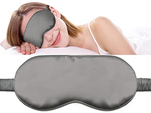 Fusion5 Silk Eye Mask with Elastic Band - 100% Pure Mulberry Sleep Mask - 25 Momme, Anti-Aging, Hypoallergenic, Blocks Light - Soft & Smooth Night Eye Cover for Sleeping & Travel with Box