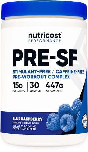 Nutricost Stim-Free Pre-Workout, 30 Servings (Blue Raspberry) - Caffeine Free, Stimulant Free, Non-GMO, Gluten Free