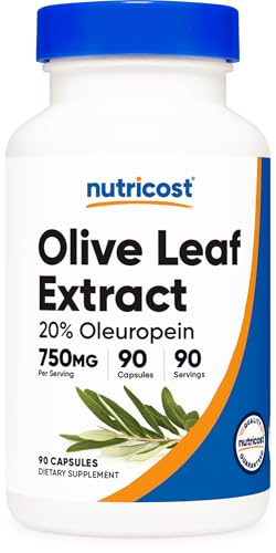 Nutricost Olive Leaf Extract (20% Oleuropein) 750 MG, 90 Capsules - Non-GMO, Gluten Free