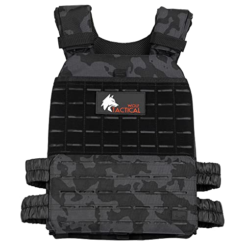 WOLF TACTICAL Adjustable Weighted Vest – WODs, Strength and Endurance Training, Fitness Workouts, Running (MultiCam Black)
