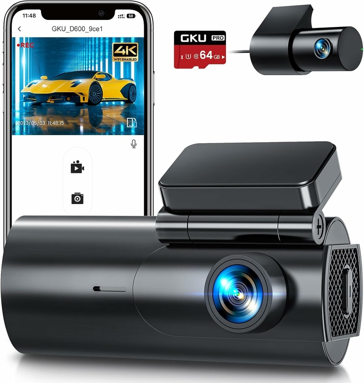 Dash Cam 4K WiFi Per Auto Con Doppia Telecamera - GPS, ADAS, Parcheggio 24H E Visione Notturna - Foto 13