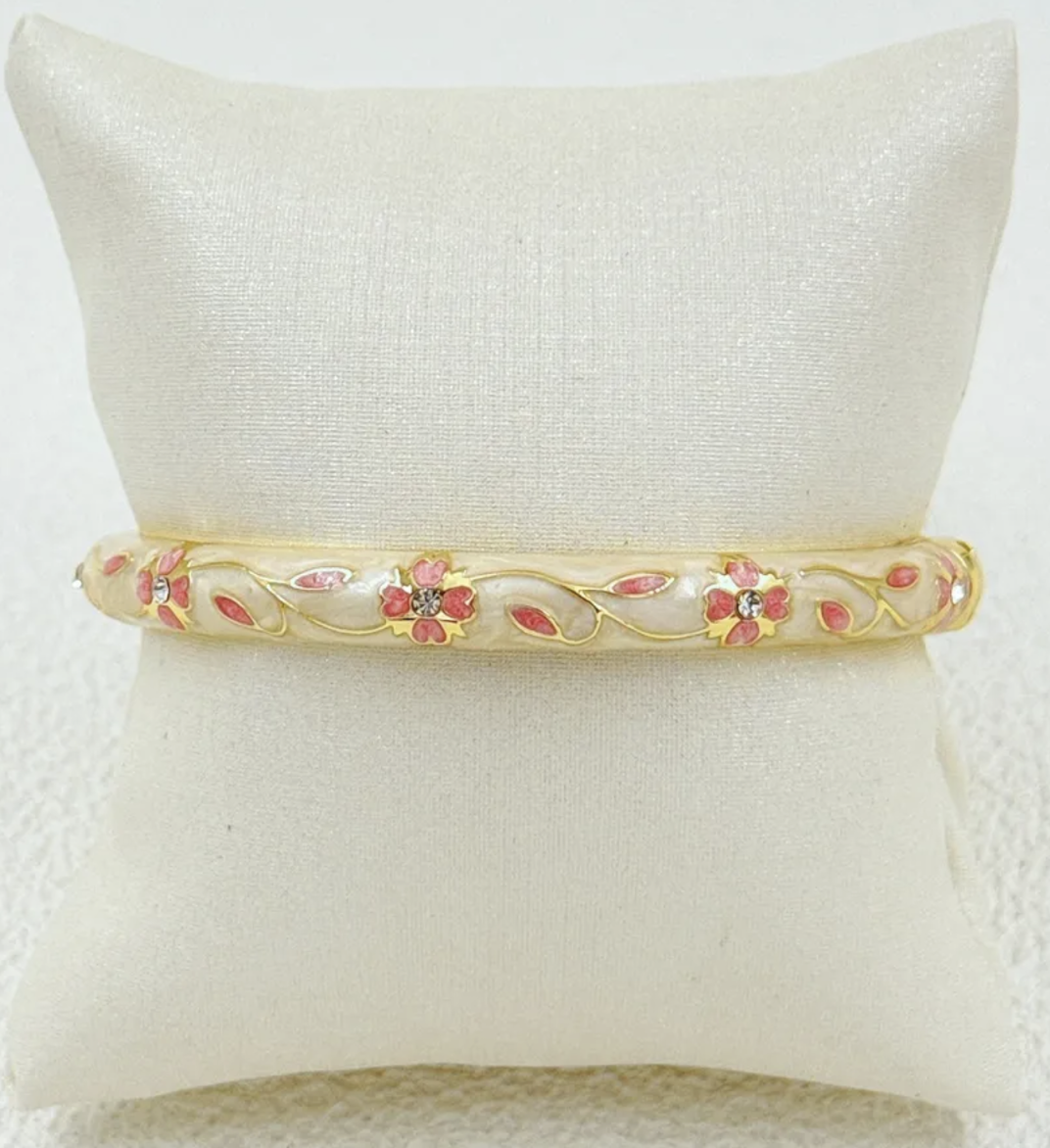Jonc Ylang Blanc fleurs roses sur support