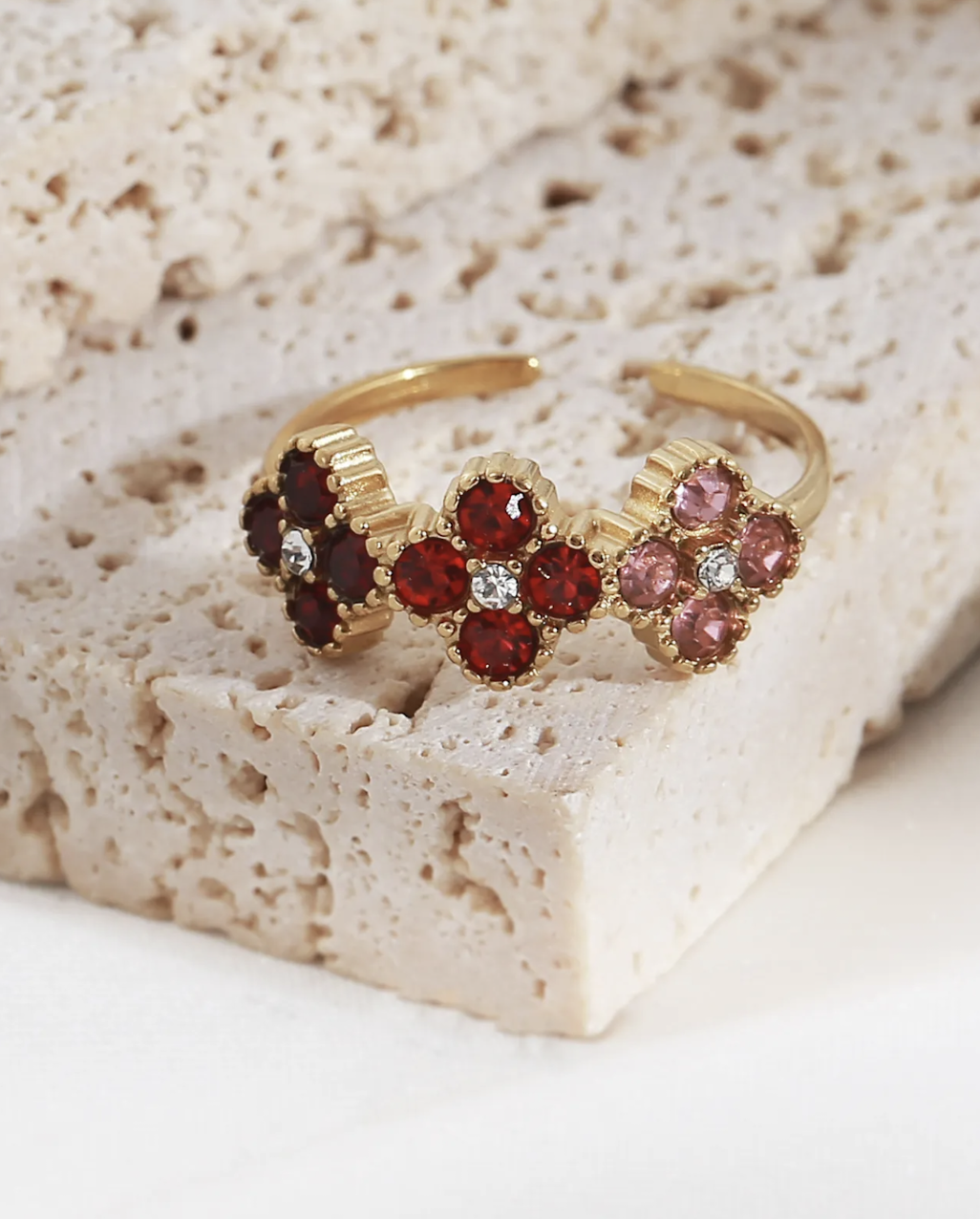 Bague Bari Doré / Rouge