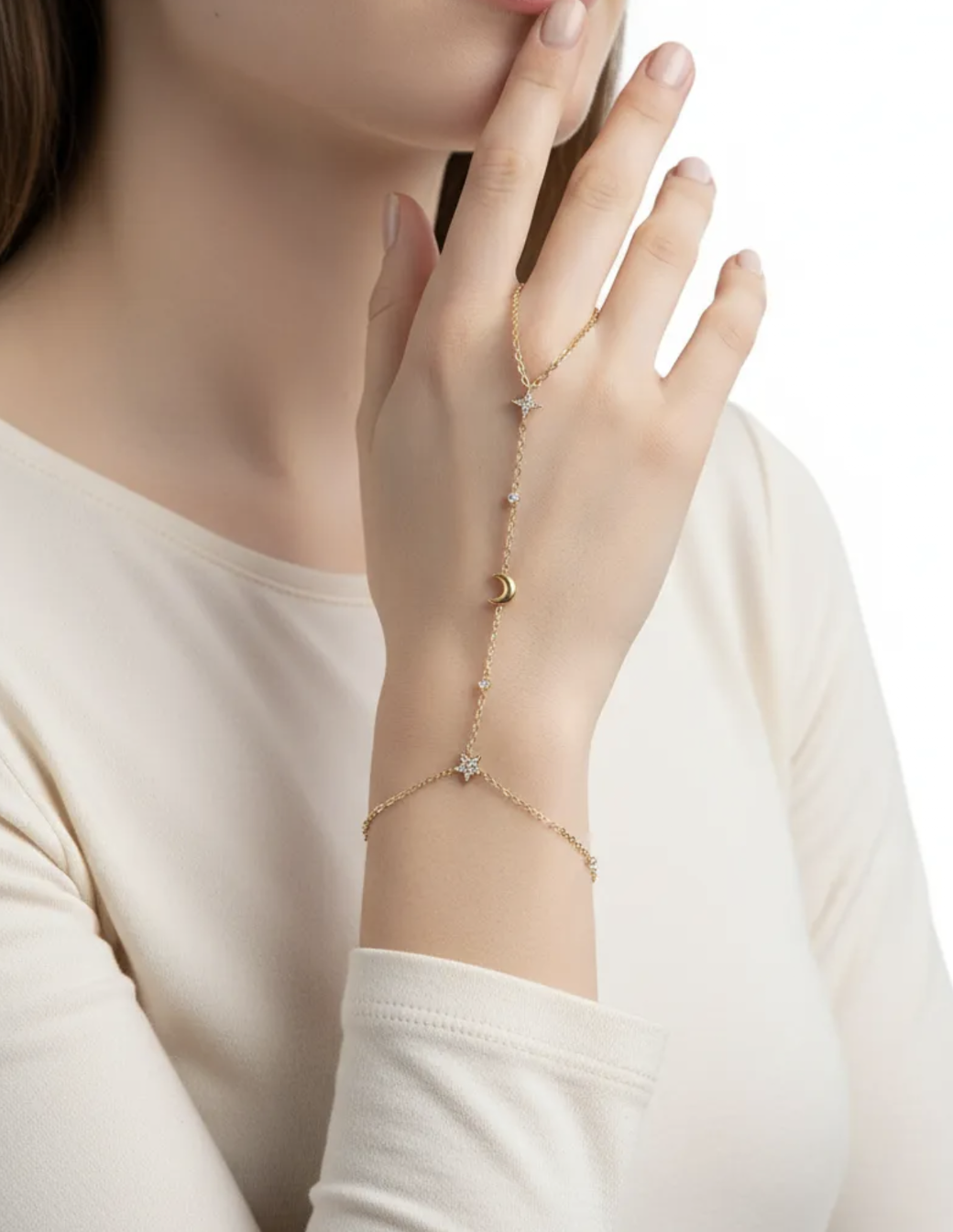 Bracelet de main Luna Doré