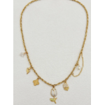 Collier Flora : Breloques florales, tulipe centrale et boucle de chaîne latérale