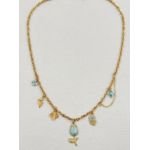 Collier Flora : Breloques florales, tulipe centrale et boucle de chaîne latérale