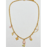 Collier Flora : Breloques florales, tulipe centrale et boucle de chaîne latérale