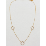 Collier Arezzo : Trois motifs ajourés à quatre pétales et petits détails ronds brillants