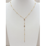 Collier cravate Torino : Ligne en Y, petites billes, motifs ovales ajourés et barre fine terminale
