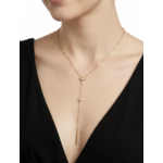 Collier cravate Stella : Forme cravate, deux motifs étoilés brillants et barre fine terminale