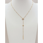 Collier cravate Stella : Forme cravate, deux motifs étoilés brillants et barre fine terminale