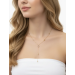 Collier cravate Como : Motifs ovales ajourés, centre brillant et chaîne pendante à deux ovales