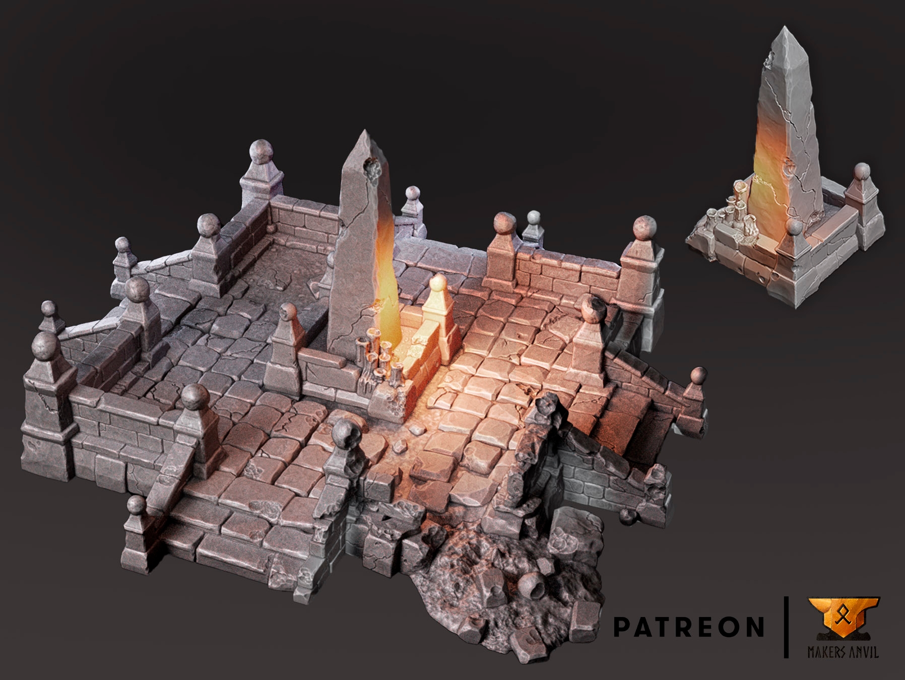 Makers Anvil - City Ruins - Central square - Render