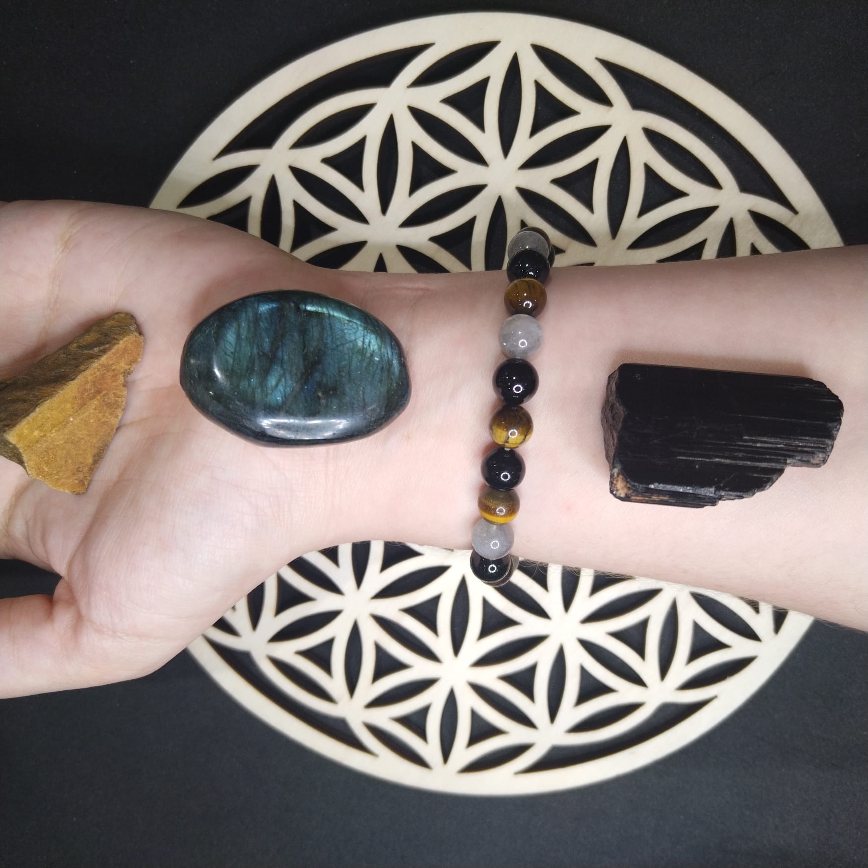 bracelet-creation-te-ora-protection-thérapeutes-enseignants-litho-lithothérapie-oeil-tigre-labradorite-tourmaline-2