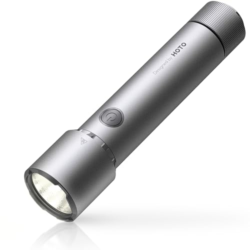 HOTO LED Flashlight High Lumens, Rechargeable Tactical Flashlight Super Bright, IP68 Waterproof Flash Light with Clip, 5 Modes Handheld Flashlights for Emergency, Outdoor, Camping