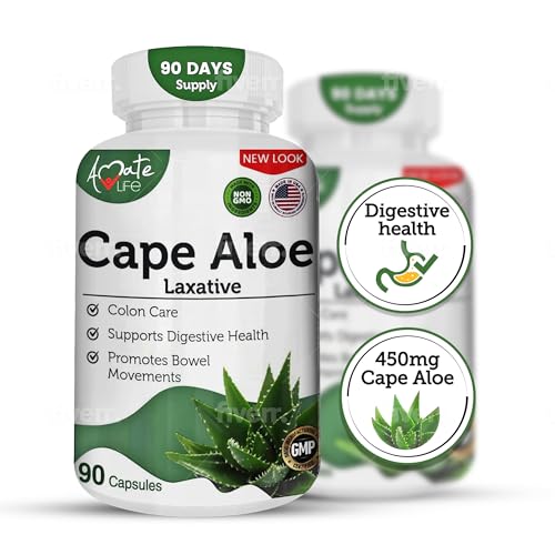 Amate Life Cape Aloe Natural Laxative Supplement- Constipation Relief- Regulate Bowel - All-Natural Herbal Detox- Weight Management Supplement- Digestion Help Dietary Supplement- 90 Caps- Non-GMO