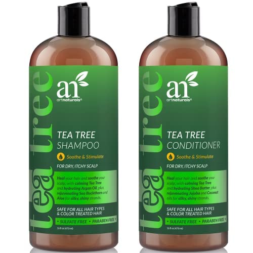 artnaturals Tea Tree Shampoo and Conditioner Set - (2 x 16 Fl Oz / 473ml) – Sulfate Free – Therapeutic Grade Tea Tree Essential Oil - Deep Cleansing for Dandruff, Lice, Dry Scalp and Itchy Hair