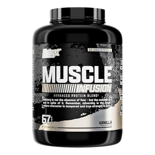 Nutrex Research Whey Protein Powder, Vanilla Muscle Infusion Whey Isolate w/EAA & Hi BCAA for Muscle Gain - 5 Pounds - Muscle Builder for Men & Women, Sports Nutrition, Delicious Taste & Texture