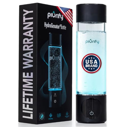 PIURIFY Hydrogen Water Bottle Generator - Easy to use Portable Hydrogen Water Machine with Advanced SPE/PEM Technology - Water Ionizer - Hydrogenated Water, 3000ppb Hydro Water Bottle (Black)