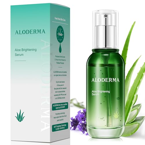 Aloderma Skin Brightening Serum for Face with 65% Organic Aloe Vera - Face Serum with Niacinamide, Vitamin C for Bright, Luminous Skin - Aloe Vera Serum to Hydrate & Revitalize Dull, Tired Skin, 1.7oz