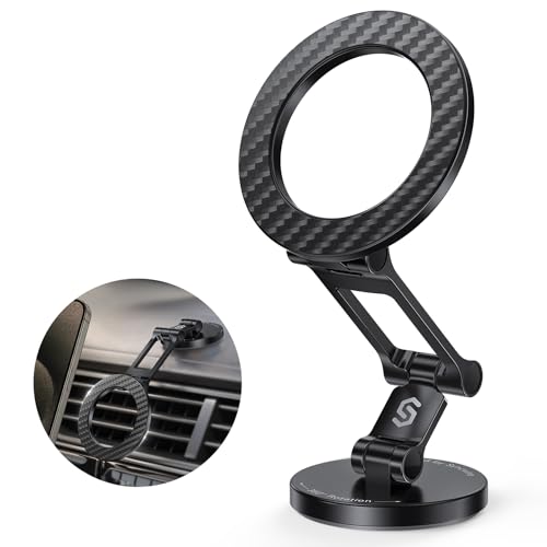 SYNCWIRE Fits MagSafe Car Mount, Magnetic Phone Holder for Car Dashboard, [Flexible Three-axis] 360° Rotation Magnetic Car Mount Strong Magnets Car Phone Holder Fits iPhone 16 15 14 13 12 Pro Max