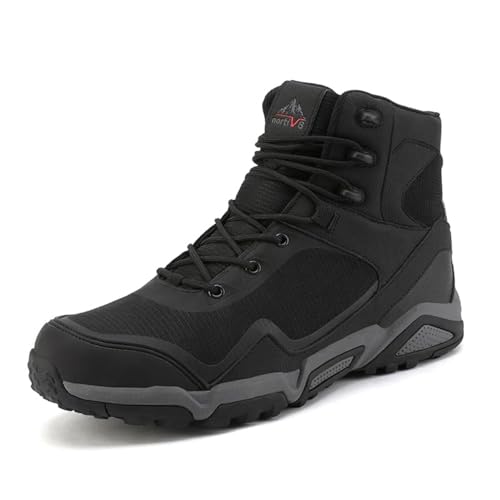 NORTIV 8 Men\'s Hiking Boots Waterproof Trekking Outdoor Mid Backpacking Mountaineering Shoes Size 8.5 M US Black JS19005M