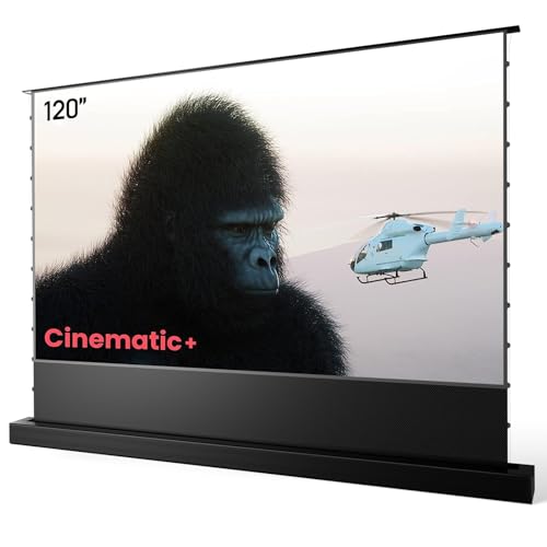 AWOL VISION 120 Motorized ALR Floor Rising Projector Screen for Ultra Short Throw Projector, Floor Stand Screen for Home Theater, 4K/8K Ultra HD, Active 3D, 95% Ambient Light Rejecting-ALR-F220C