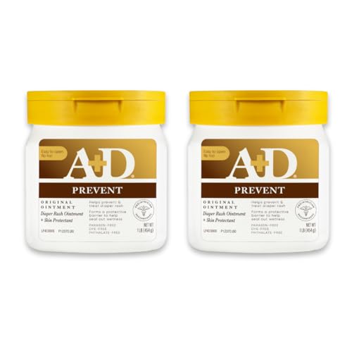 A+D Original Diaper Rash Ointment - Prevents & Protects Diaper Rash - Moisturizing Skin Protectant With Vitamins A & D - Healing Skin Ointment for Dry and Cracked Skin - 16oz 2 Pack