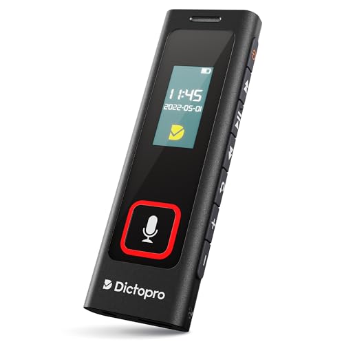 Dictopro X200 - Digital Voice Recorder with Sensitive Microphones, Voice Activated Continuous Recording, Password, Mini Dictaphone Device with 582 Hours Records of Interviews, Classroom Lectures