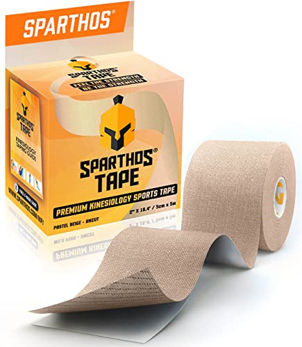 Sparthos Kinesiology Tape - Incredible Support for Pro Athletic Sports and Recovery - Body Breast Waterproof Rock Bra Boob Boobytape Bob Gold Tape Lift - Uncut (Pastel Beige)