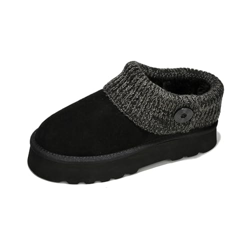 Project Cloud Womens Slippers - Memory Foam Women House Shoes & Fuzzy Slippers - Fur Lining House Slippers for Women Non-slip Women Footwear, Cozy Womens Shoes - Fall Shoes (Aspened, Black, 5.5)