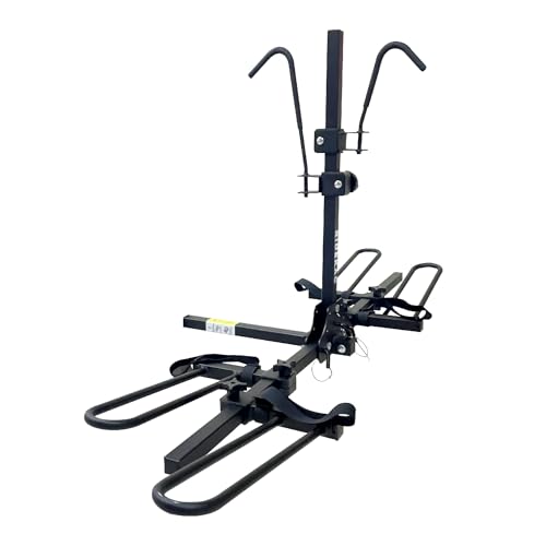 KAC E2 1.25 & 2 Hitch Mounted Rack 2-Bike Platform Style Carrier for Standard and Fat Tire Bicycles - 2 Bikes X 30 lbs (60 lbs Total) Heavy Weight Capacity - Hitch Adapter Included