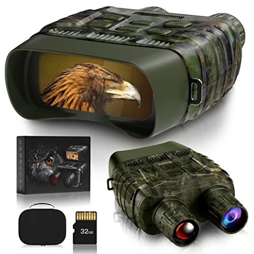 GTHUNDER Digital Night Vision Goggles - Infrared Binoculars with 8X Digital Zoom, 7 IR Modes, 3 TFT Screen, 32GB TF Card, IP56 Water-Resistant, for Wildlife Observation, Hunting, Camping
