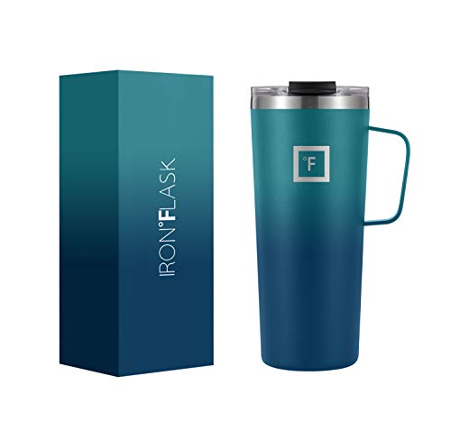 IRON °FLASK Grip Novelty Coffee Mug - Leak Proof, Vacuum Insulated Stainless Steel Bottle, Double Walled, Thermo Travel, Hot Cold, Water Metal Canteen - Dark Night, 24 Oz - Classic Bottom