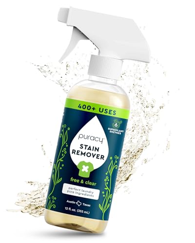 Puracy Stain Remover - Cleaning Spray, Clothes Stain Remover for Clothes, Laundry Stain Remover Spray for Clothes, Travel Stain Remover, Oil Stain Remover - Natural Spot Cleaner, 12 oz