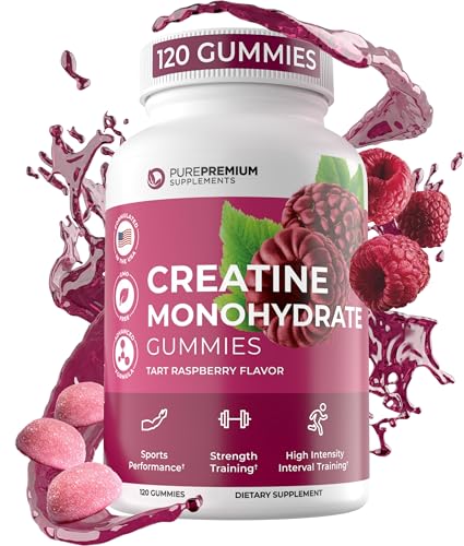 PurePremium Creatine Gummies for Men & Women 5000mg - 120 Creatine Monohydrate Gummies 5g - Vegan Non-GMO Creatine Gummies for Strength, Endurance Support - Creatine Gummies 5g for Muscle Recovery