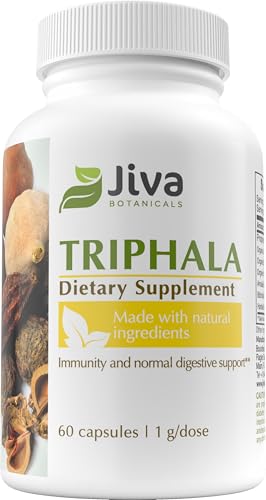 Jiva Botanicals Triphala Supplement - Triphala Capsules Made with Amalaki, Bibhitaki and Haritaki PowderCapsules for Normal Digestive Health & Normal Immune System - 60 Capsules